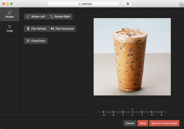 Image editor in Craft CMS 3