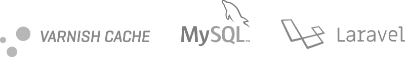 Middleware logo's: Varnish cache, MySQL en Laravel