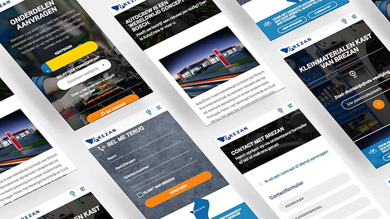 Website, UX UI voor Brezan Automaterialen
