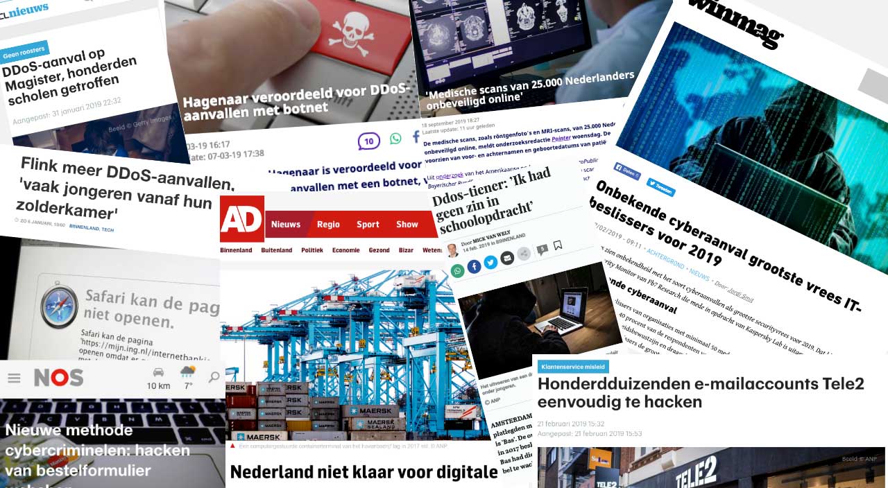 Krantenkoppen van een actuele digitale aanvallen