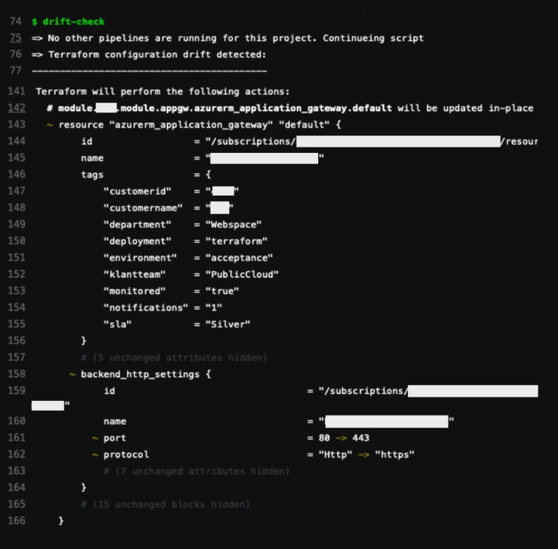 Infrastructure drift check Terraform